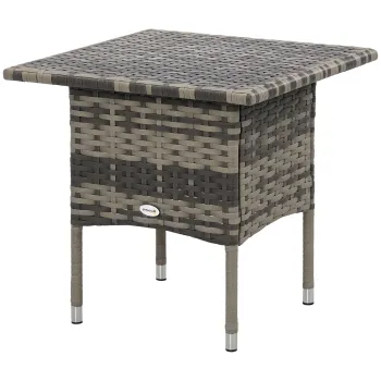 Outsunny Masa laterala de gradina masa laterala patrata din rachita stil cozy chic 50 x 50 x 47 cm negru | Aosom Romania imagine