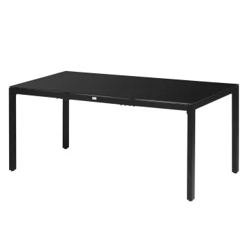 Outsunny Masa pentru exterior cu 8 locuri, Masa dreptunghiulara, cu blat din sticla securizata, negru | AOSOM RO imagine