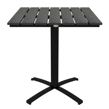 Outsunny Masa pentru terasa, pentru 4 persoane, cu aspect de lemn, cadru din aluminiu, 70 x 70 x 76 cm, Gri | Aosom Romania imagine