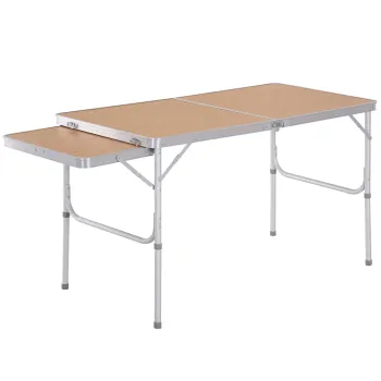 Outsunny Masa Pliabila de Camping 5Kg, Usor de Transportat, cu Panou Retractabil 120cm x 60cm x 40/70cm | Aosom Romania imagine