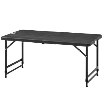 Outsunny Masa pliabila pentru gradina pentru 4 persoane, Masa dreptunghiulara de exterior cu inaltime reglabila, gri inchis | AOSOM RO imagine