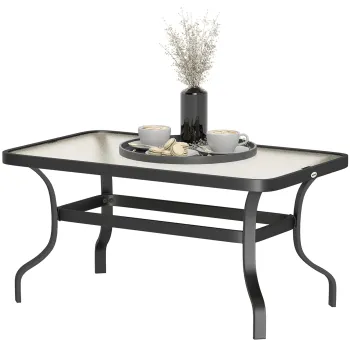 Outsunny Masuta de Cafea pentru Exterior cu Blat din Sticla Securizata, 95x55x46 cm, Negru | Aosom Romania imagine