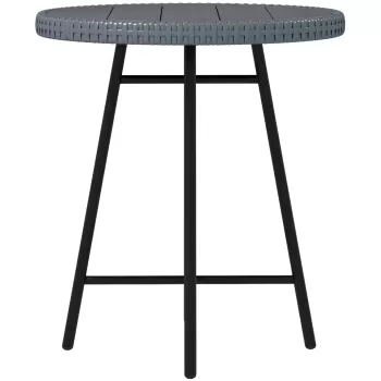 Outsunny Masuta de cafea pentru exterior, Masuta laterala pentru gradina din ratan PE cu blat din lemn plastifiat, suport in forma de X pentru interior, exterior, balcon, terasa, Gri imagine