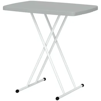 Outsunny Masuta de Cafea Pliabila, Reglabila pe Inaltime si Portabila, cu Blat HDPE si Cadru Metalic, 76x50x74 cm, Alb | Aosom Romania imagine