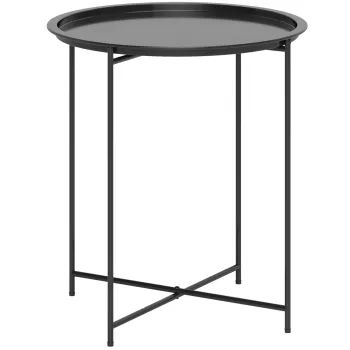 Outsunny Masuta de Gradina cu Tava Detasabila si Picioare Pliabile, O46x50 cm, Negru | Aosom Romania imagine