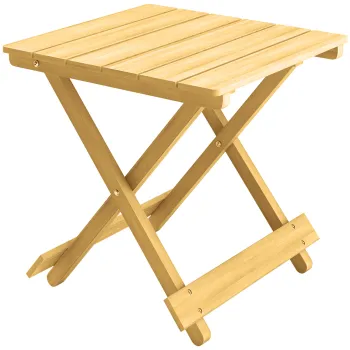 Outsunny Masuta de Gradina Pliabila din Lemn de Brad cu Blat din Sipci, 40x43x40 cm, Lemn Natural | Aosom Romania imagine