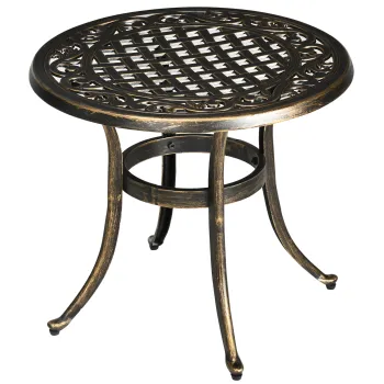 Outsunny Masuta laterala gradina, masa de gradina rezistenta la intemperii cu cadru din aluminiu turnat, rotunda 60kg O60x52,5H cm | Aosom Romania imagine