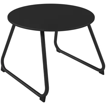 Outsunny Masuta rotunda pentru terasa, Masuta laterala pentru exterior, diametru 48, cu cadru metalic, suporturi reglabile pentru picioare, pentru gradina, balcon, terasa, Negru imagine