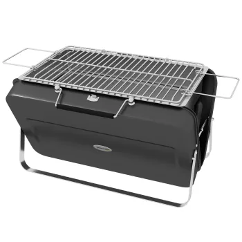 Outsunny Mini gratar cu carbune BBQ portabil cu carcasa de valiza gratar de masa pliabil pentru gradina, camping, picnic negru | Aosom Romania imagine