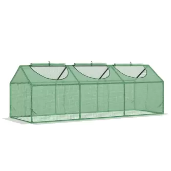 Outsunny Mini sera de gradina cu 3 ferestre tip rulou si protectie PE Anti-UV, 180x60x60cm, verde imagine