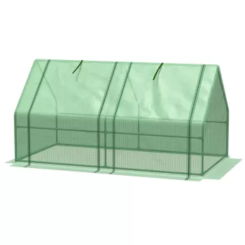 Outsunny Mini Sera Portabila de 180x90x90cm pentru Gradina in Aer Liber cu Usi Mari cu Fermoar si Acoperis din PE pentru protectie impotriva Apei/UV, Verde imagine