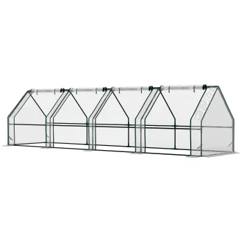 Outsunny Mini Sera Portabila Tunel pentru Plante si Flori cu Usi Rulabile cu Fermoar, Transparenta | Aosom Romania imagine