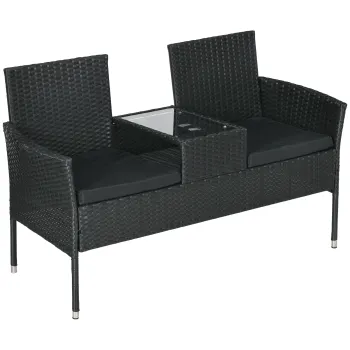 Outsunny Mobilier de Terasa pentru 2 Persoane cu Masa de Ceai imagine