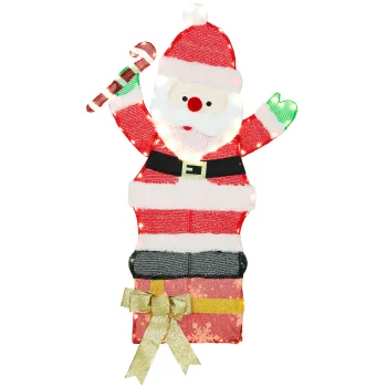 Outsunny Mos Craciun luminos de 90 cm cu 97 LED-uri alb cald, decoratiune de Craciun pentru interior si exterior | Aosom Romania imagine