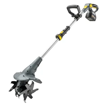 Outsunny Motocultor fara fir, Rotavator electric 18V cu 2 baterii 4000mAh, incarcator, latime de lucru 20 cm Gri | Aosom Romania imagine