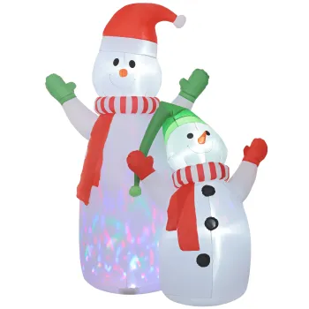 Outsunny Om de zapada gonflabil de Craciun, 240 cm, decoratiune gonflabila de Craciun cu lumini LED, alb | Aosom Romania imagine
