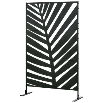Outsunny Panou de Intimitate pentru Exterior din Metal, 122 x 198 cm, Separator Decorativ cu Suport si Suruburi de Expansiune, Panou Autoportant pentru Gradina, Terasa, Piscina, Frunza de Bananier | Aosom Romania imagine