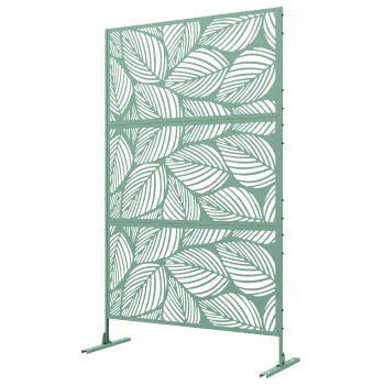 Outsunny Panou paravan de protectie decorativ paravant exterior verde cu model vegetal din metal, 122 x 45 x 198 cm, verde | Aosom Romania imagine