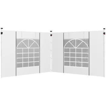 Outsunny Panouri Laterale Foisor Cu Ferestre Si Usi, Pentru Foisor Pop Up De 3x3(m) sau 3x6m, 2 Perechi De Inlocuire Laterale, Alb imagine