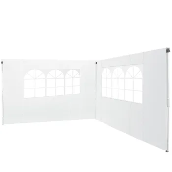 Outsunny Panouri Laterale pentru Corturi Pop-Up, Set de 2, 3x2m, Protectie UV, Rezistent la Apa, Alb | Aosom Romania imagine