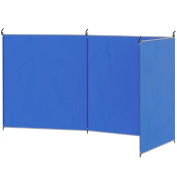 Outsunny Paravan camping, paravan de intimitate cu 4 stalpi din otel, husa de transport, protectie de plaja pentru camping, gradina, plaja 540 x 150 cm Albastru | Aosom Romania imagine