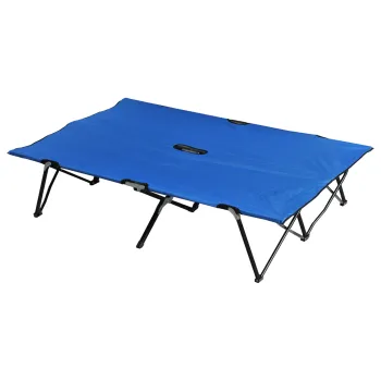 Outsunny Pat de campanie dublu pliabil pentru 2 persoane pana la 136 kg 193 x 125 x 40 cm poliester Oxford metal albastru | Aosom Romania imagine