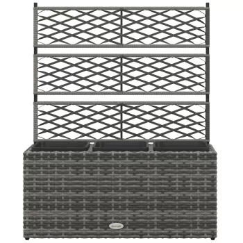 Outsunny Pat De Flori De Sine Statator Pentru Gradina, Jardiniera Pentru Plante Cataratoare 84x30x107cm Gri Deschis imagine