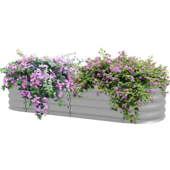 Outsunny Pat de flori pentru plante, pat de flori modular, margini protejate, design fara fund, 150 x 62 x 30 cm, Argintiu | Aosom Romania imagine