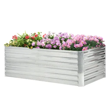 Outsunny Pat de gradina in forma de potager dreptunghiular cu tuburi de armare din otel galvanizat 180 x 90 x 59 cm | Aosom Romania imagine