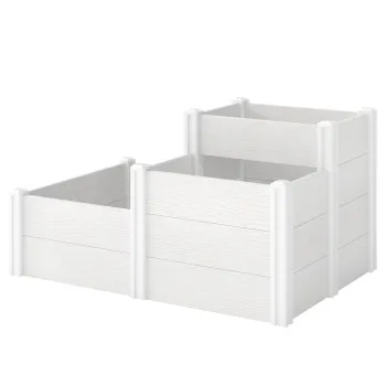 Outsunny Pat de gradina inalt 3 niveluri, stivabil, cu fund deschis, jardiniere modulare montaj DIY din plastic | Aosom Romania imagine