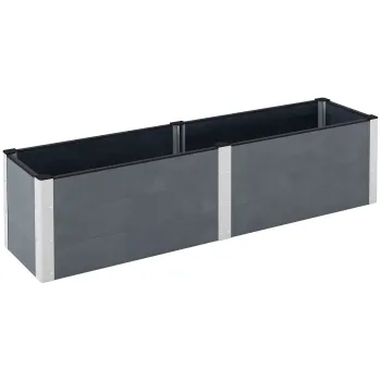 Outsunny Pat de Gradina Inaltat cu Baza Deschisa, Jardiniera Inaltata pentru Gradina Exterioara, Curte, Terasa pentru a Creste Legume, Gri imagine