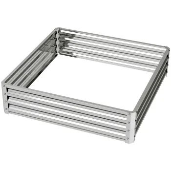 Outsunny Pat de gradina, lada de plantare cu carcasa din otel, argintiu, 120 x 120 x 30 cm | Aosom Romania imagine