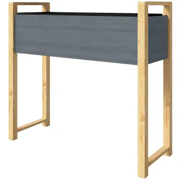 Outsunny Pat de gradina patrat cu picioare, pat de gradina ridicat, 4 orificii de drenaj si tesatura netesuta, 98 x 37 x 90 cm, gri | Aosom Romania imagine