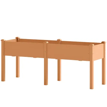 Outsunny Pat de gradina urban ridicat din lemn 184x59x76,5 cm cu 6 orificii de drenaj pentru cultivare plante flori Maro | Aosom Romania imagine