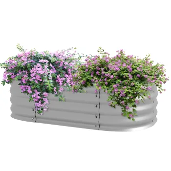 Outsunny Pat de plante Modulare, rezistent la intemperii, fund deschis, 105 x 62 x 30 cm, Argintiu | Aosom Romania imagine