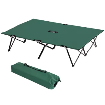 Outsunny Pat de tabara pliabil dublu pentru 2 persoane 193 x 125 x 40 cm poliester Oxford metal verde | Aosom Romania imagine
