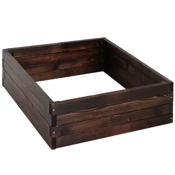 Outsunny Pat inalt pentru gradina, cutie pentru plante, pat pentru legume, pentru ierburi, lemn masiv, maro inchis, 60 x 60 x 23 cm | Aosom Romania imagine