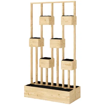 Outsunny Pat inaltat cu spalier, jardiniere din lemn, ghiveci 90 x 45 x 170 cm | Aosom Romania imagine