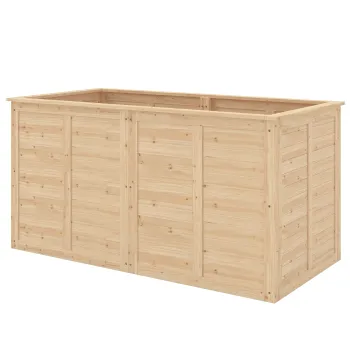 Outsunny Pat inaltat din lemn 152 x 77 x 77 cm, adanc inaltat, pat de ierburi cu baza deschisa, tije de consolidare | Aosom Romania imagine