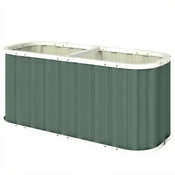 Outsunny Pat inaltat din metal 136 x 53 x 61 cm adanc Pat de gradina cu margini de protectie etichete pentru plante manusi Fund deschis | Aosom Romania imagine