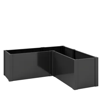 Outsunny Pat inaltat in forma de L pentru flori, rezistent la intemperii, pat de plantare/sera timpurie din otel zincat 150 x 150 x 55 cm Negru | Aosom Romania imagine