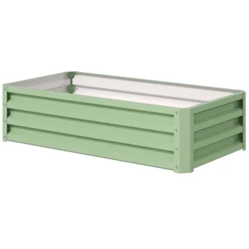 Outsunny Pat inaltat jardiniere, rezistent la intemperii, fund deschis, otel galvanizat, 120 cm x 60 cm x 30,5 cm, Verde | Aosom Romania imagine