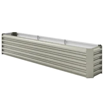 Outsunny Pat patrat pentru gradina pat ridicat din otel galvanizat bare de sustinere si placi de colt fund deschis 240x40x45cm gri argintiu | Aosom Romania imagine