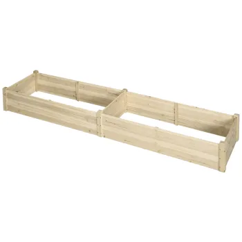 Outsunny Pat pentru Gradina de Legume Inaltat, Lada pentru Gradina de Legume din Lemn de Brad cu Fundul Deschis si 2 Sectiuni Interne Separate imagine