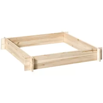 Outsunny Pat pentru Gradina de Zarzavat din Lemn de Brad, Jardiniera de Exterior, Asamblare fara Suruburi, Gradina de Zarzavat, Plante, 100x100x16cm imagine