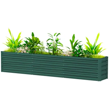 Outsunny Pat Ridicat pentru Gradina Exterioara cu Fund Deschis si Margini Rotunjite, 240x40x45 cm, Verde | Aosom Romania imagine