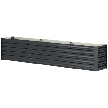 Outsunny Patrat de gradina pat inaltat din otel galvanizat bare de sustinere si placi de colt fund deschis 240 x 40 x 45 cm gri inchis | Aosom Romania imagine
