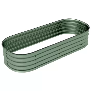 Outsunny Paturi Inaltate Galvanizate pentru Gradina, Cutie Inaltata din Metal cu Margine de Siguranta, pentru Cultivarea Florilor, Ierburilor, Verde imagine