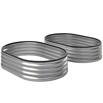 Outsunny Paturi inaltate metalice Set de 2 135 x 90 x 30 cm Paturi ovale cu banda de cauciuc | Aosom Romania imagine