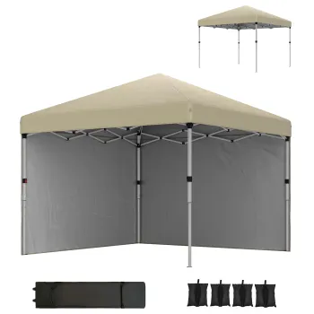 Outsunny Pavilion barnum de gradina pop-up pliant reglabil pe inaltime protectie UV30+ 2 panouri laterale husa de transport inclusa | Aosom Romania imagine